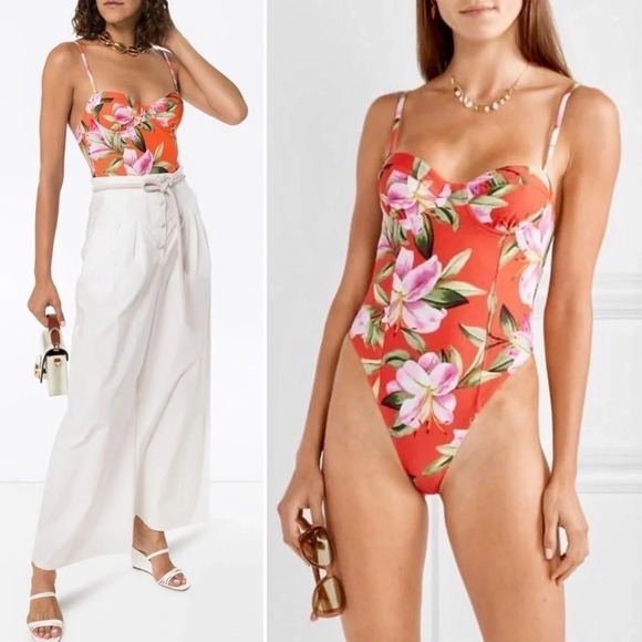 Mara Hoffman Other - NWT Mara Hoffman Desiree Underwire One Piece Swimsuit Red Lily Floral XS
